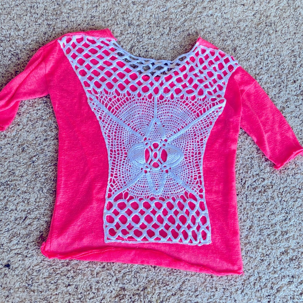 Hot pink shirt with mesh back